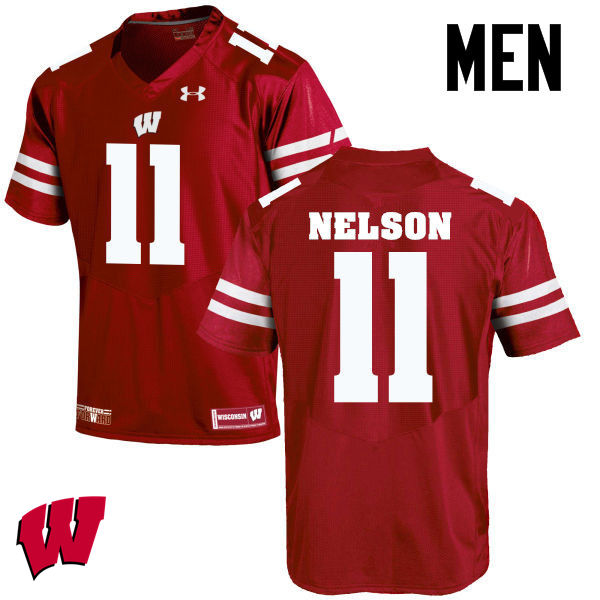 Wisconsin Badgers Men's #11 Nick Nelson NCAA Under Armour Authentic Red College Stitched Football Jersey KM40O03JQ
